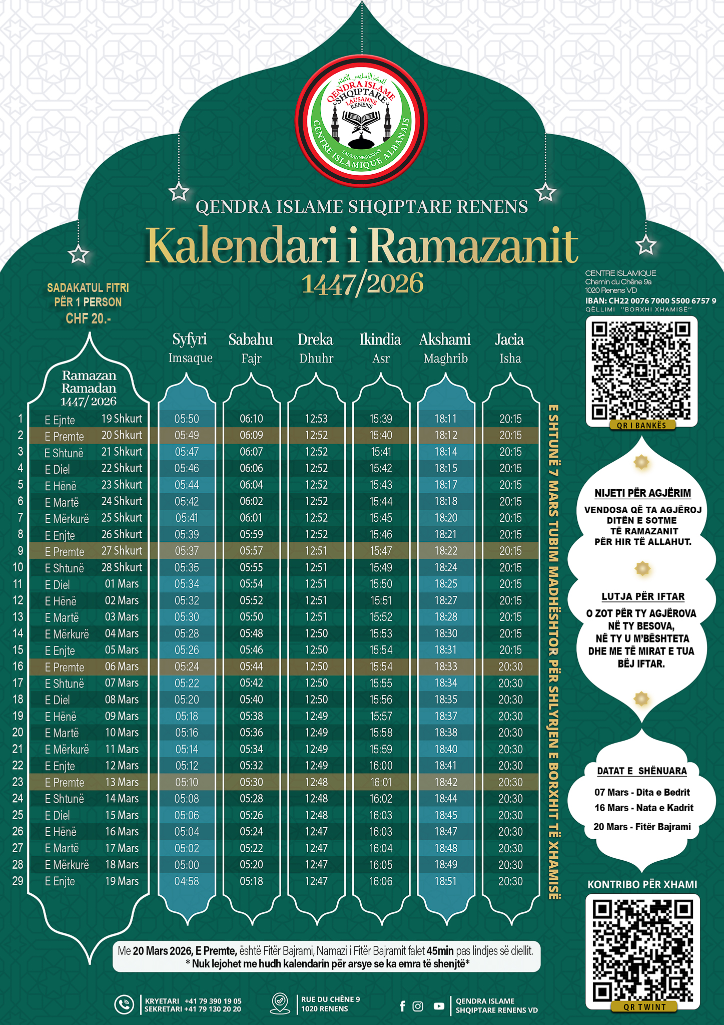 vaktia e ramazanit 2026